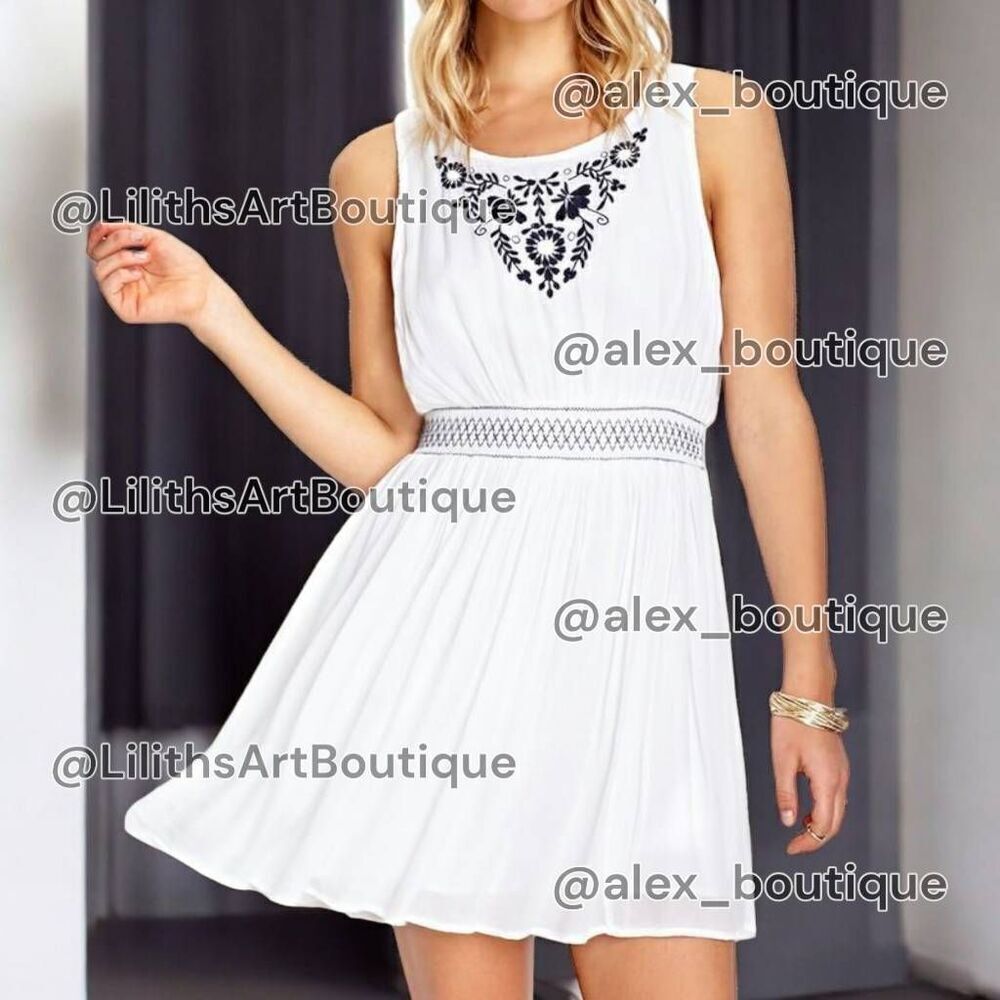 Forever 21 Floral Embroidered Dress(C009)-Size S for Women
